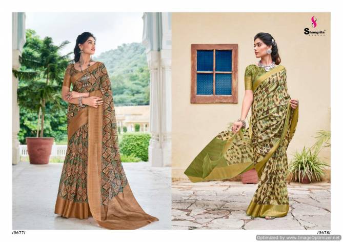 Shangrila Niharika Digital 2 Fancy Festive Wear New Digital Pure Printed Linen Saree Collection